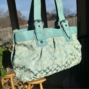 Vintage Y2K Coach Soho Signature C Blue Shoulder Bag Handbag XL
